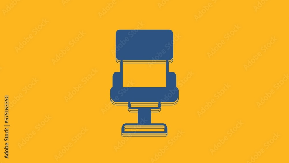 Blue Office chair icon isolated on orange background. Armchair sign. 4K Video motion graphic animation Blue Office chair icon isolated on orange background. Armchair sign. 4K Video motion graphic animation