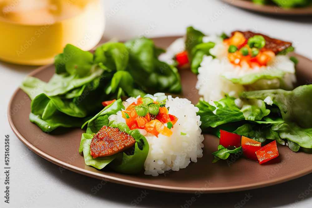image of plate with sushi set
