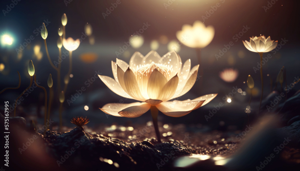 Peaceful Path Water Lily Flower Night Light