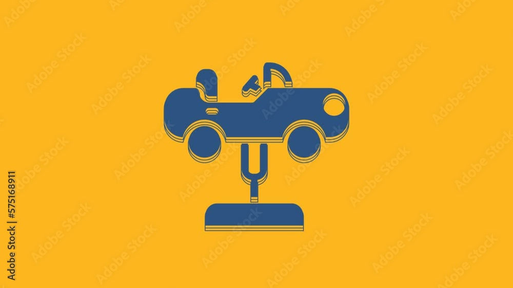 Blue Swing car on the playground icon isolated on orange background. Childrens carousel with car. Amusement icon. 4K Video motion graphic animation Blue Swing car on the playground icon isolated on orange background. Childrens carousel with car. Amusement icon. 4K Video motion graphic animation