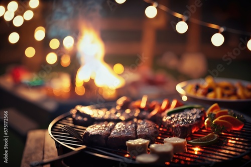 Grilled  A Sizzling Plate of Juicy and Flavorful Barbecue  A Backyard Cookout on a Warm Summer Evening  A Relaxed and Joyful Gathering with Friends and Family  