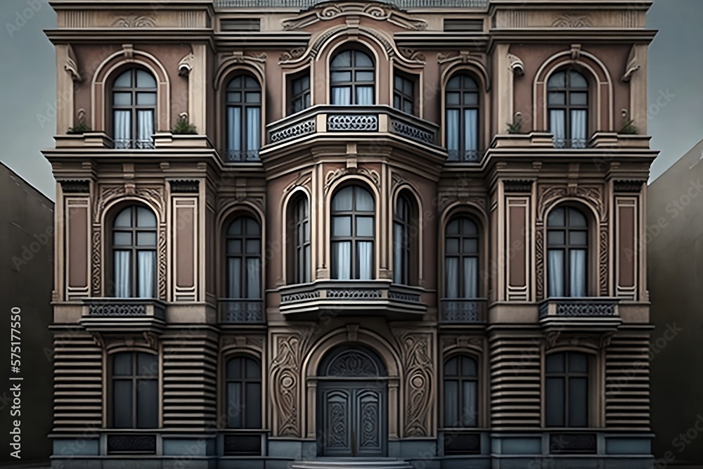 Fototapeta premium Classical Facade of an Apartment Building or Office, Created by Generative AI Technology