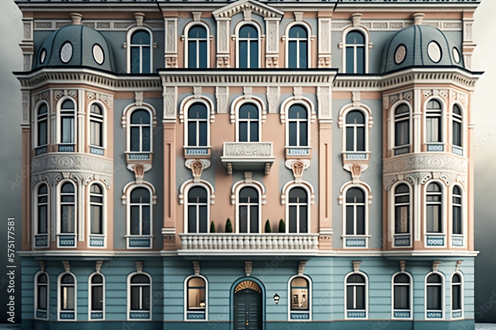 Classical Facade of an Apartment Building or Office, Created by Generative AI Technology