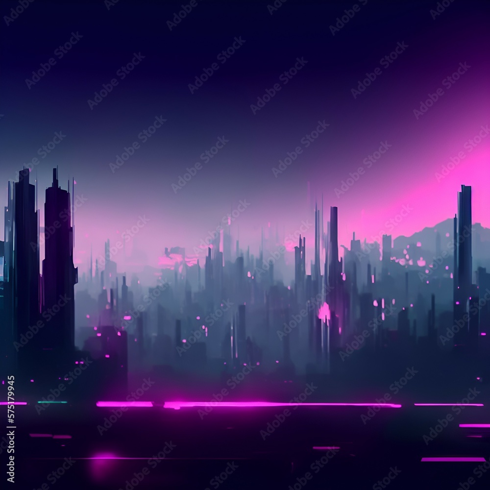 Dreamy cyberpunk landscape