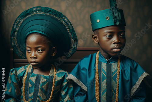 Generative AI. boy and girl wearing traditional attire