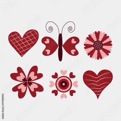 red heart set isolated on a white background. Vector illustration. valentine's day