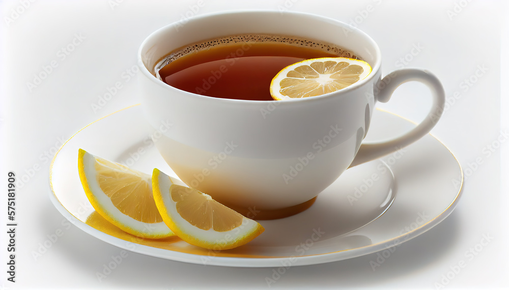 cup of tea with lemon on white background, Generative AI illustration
cup of tea with lemon on white background, Generative AI illustration