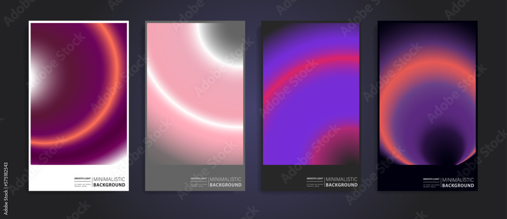 Set of futuristic poster covers with circular gradient. Great for branding presentation, album print, website header, web banner.