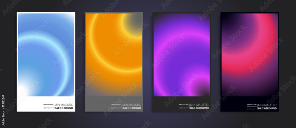 Set of futuristic poster covers with circular gradient. Great for branding presentation, album print, website header, web banner.