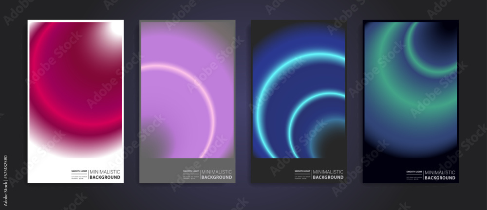 Set of futuristic poster covers with circular gradient. Great for branding presentation, album print, website header, web banner.