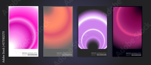 Set of futuristic poster covers with circular gradient. Great for branding presentation, album print, website header, web banner. © Dmytro Lobodenko