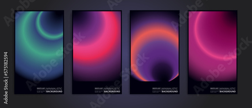 Set of futuristic poster covers with circular gradient. Great for branding presentation, album print, website header, web banner.