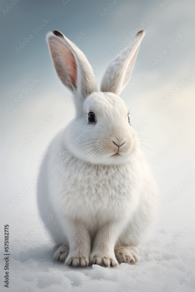 white rabbit bunny on the snow winter background illustrated using generative Ai white rabbit bunny on the snow winter background illustrated using generative Ai