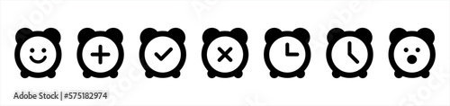Alarm clock icons symbol signs, vector illustration