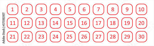 Simple numbers icon. number 0, 1 to 30 symbol signs, vector illustration