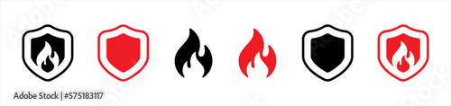 Shield fireproof icon. fire protection symbol. Shield protector, secure, protect, scutum, safeguard sign, vector illustration