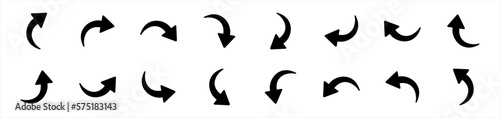 Turning arrows icon set. Rotating or direction arrows symbol signs, vector illustration