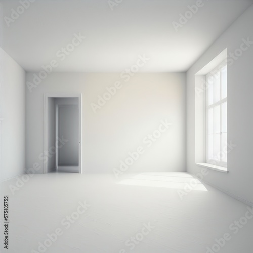 minimalist white empty room GENERATIVE AI © nishihata