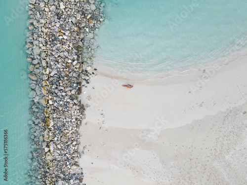 waves on the beach drone shot