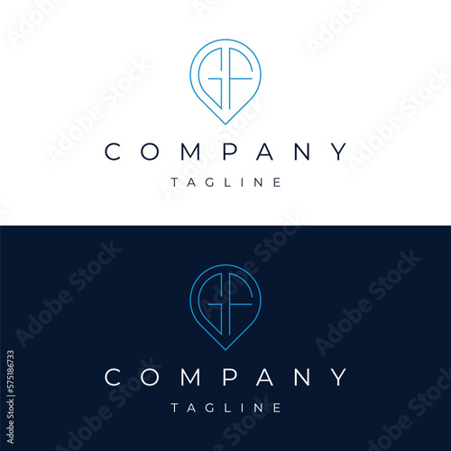 Letter GF FG initial point pin map local icon logo design vector template	