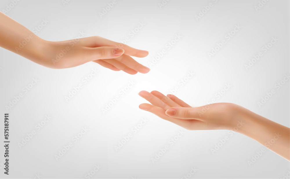 Two hands touching People helping each other with their fingertips