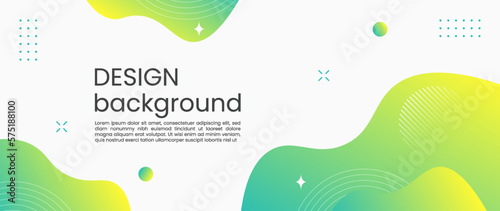 Colorful template banner with green and yellow gradient color. Design with liquid shape.