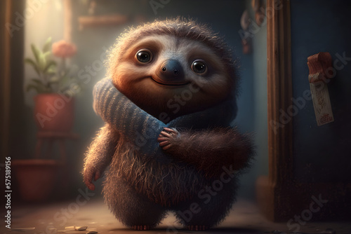Cute sloth with clothes © Zk