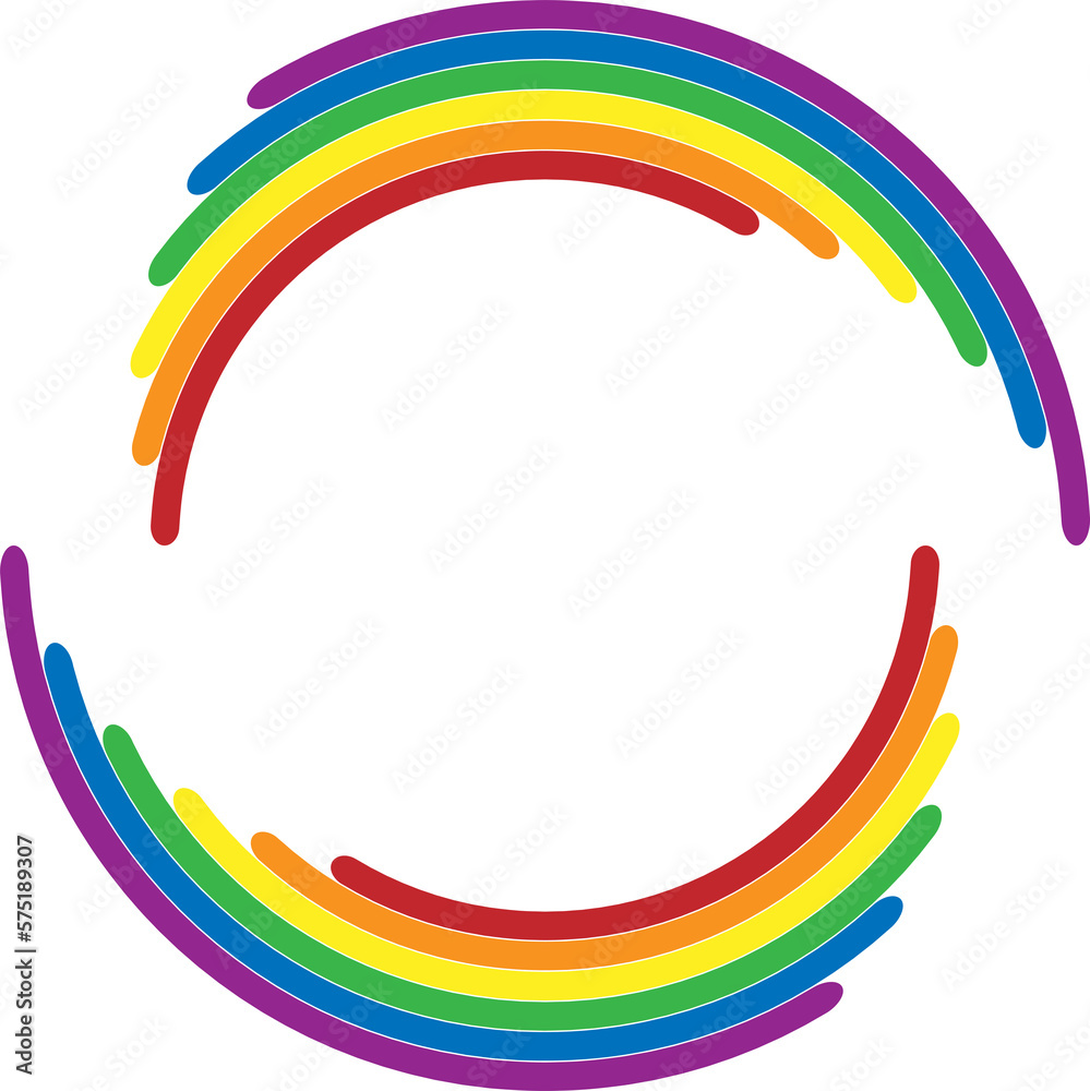 Obraz premium LGBT rainbow frame in circle shape for logo, template, banner, PNG transparent.