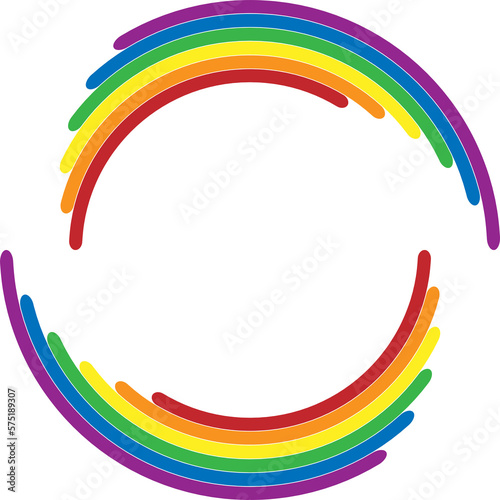 LGBT rainbow frame in circle shape for logo, template, banner, PNG transparent.