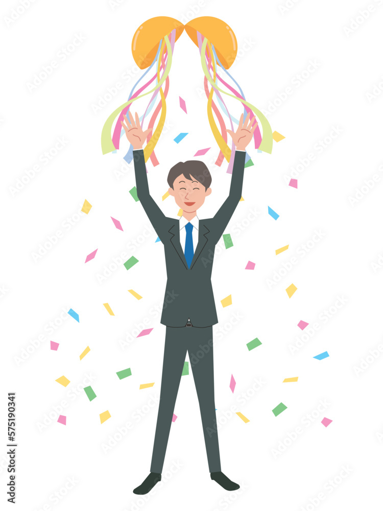 万歳をするビジネスマン