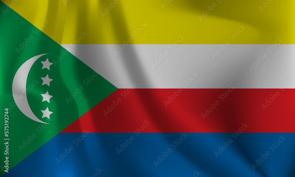 Obraz premium Flag of Comoros, with a wavy effect due to the wind.