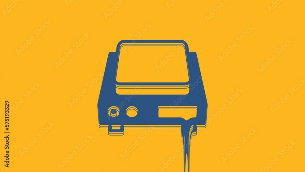 Blue Electronic jewelry scales icon isolated on orange background. 4K Video motion graphic animation Blue Electronic jewelry scales icon isolated on orange background. 4K Video motion graphic animation