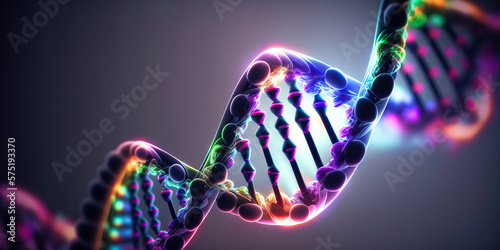 3D abstract close up of human DNA.  Image created with generative ai photo