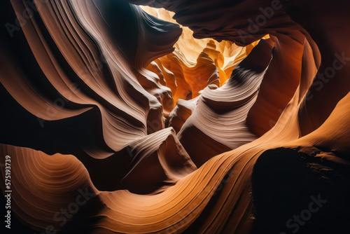 Antelope Canyon, sandstone erosion cave, natural stone formation, surreal texture background, generative, ai