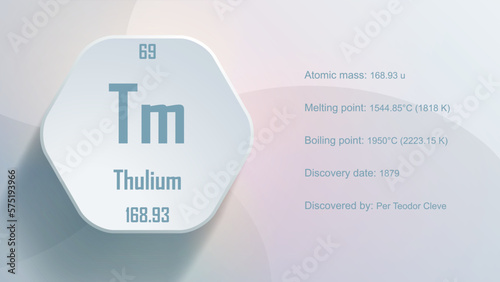 Modern periodic table element Thulium 3D Vector Illustration