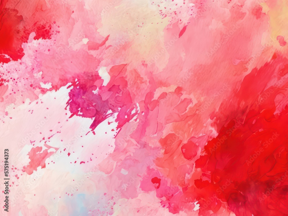 Bright abstract watercolor background. Red paint on white paper. Red and white watercolor wallpaper. Generative AI art. Bright abstract watercolor background. Red paint on white paper. Red and white watercolor wallpaper. Generative AI art.