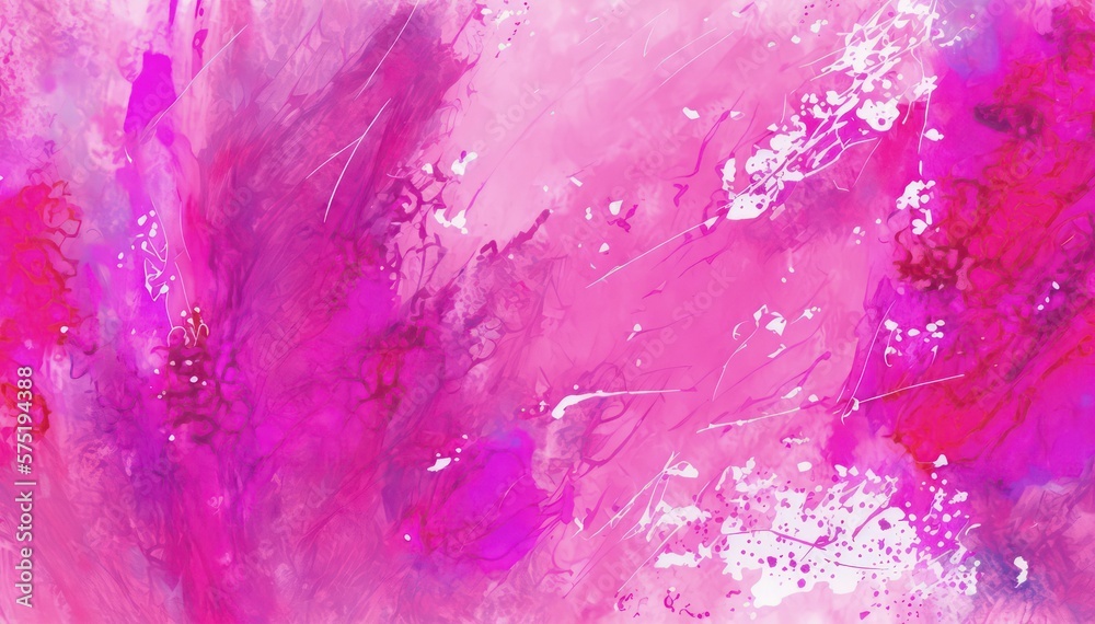 Fototapeta premium Bright abstract watercolor background. Pink paint on white paper. Pink and white oil painted wallpaper.