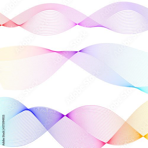 Set Abstract lines colors design element on white background of waves. Vector Illustration eps 10 for grunge elegant business card, print brochure, flyer, banners, cover book, label, fabric