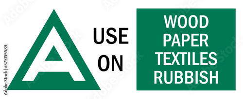Class Label 'A' Use On Wood, Paper, Textiles And Rubbish - fire extinguisher label sign