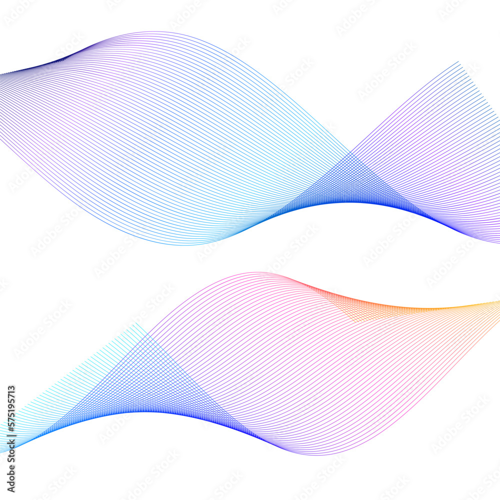 Set Abstract lines colors design element on white background of waves. Vector Illustration eps 10 for grunge elegant business card, print brochure, flyer, banners, cover book, label, fabric