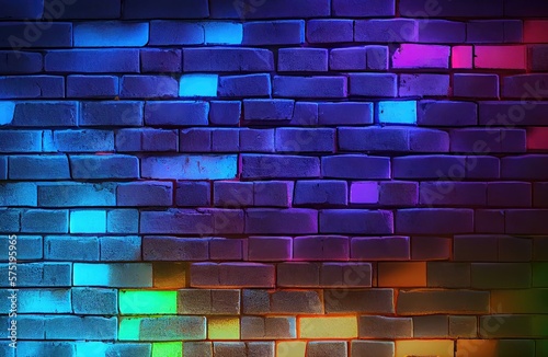 Neon Brick Texture Generative AI