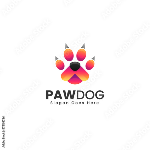 Fototapeta Naklejka Na Ścianę i Meble -  Vector Logo Illustration Paw Dog Gradient Colorful Style