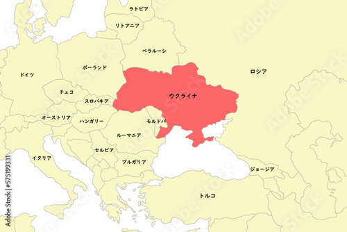 ウクライナを中心とした周辺国の地図