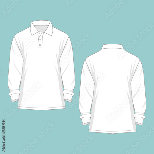 Polo T-shirt Long Sleeve Mockup Vector Image and Illustration