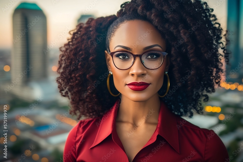 Portrait of a confident and beautiful dark-skinned Woman. Generative AI Portrait of a confident and beautiful dark-skinned Woman. Generative AI