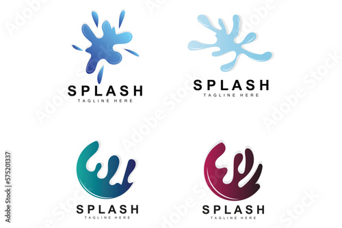 Fototapeta Naklejka Na Ścianę i Meble -  Splash Logo, Water Wave Icon, Bubble Vector, Water Logo Art, Template Illustration