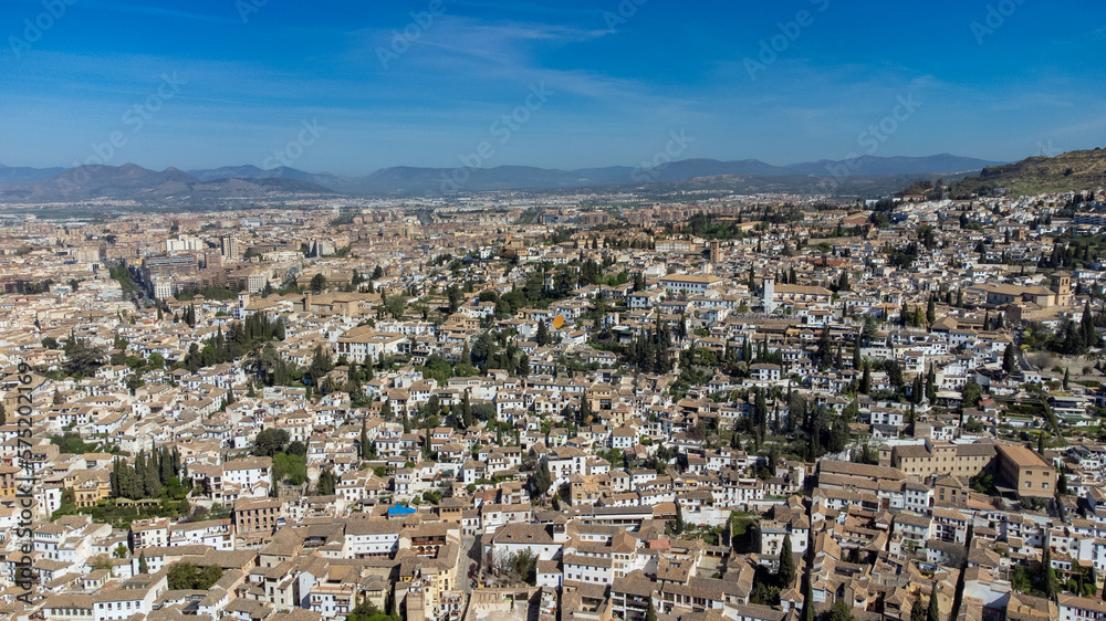 Madrid, Spain. April 17, 2022: 
 Granada Spain landscape from Alhambra tower