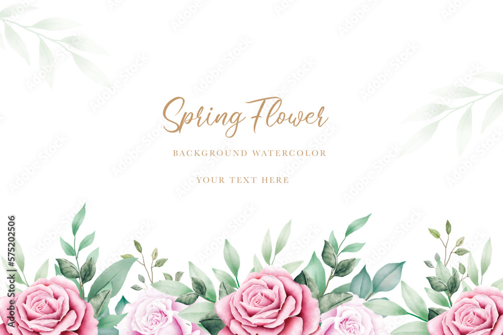 Beautiful Floral Spring Background Watercolor