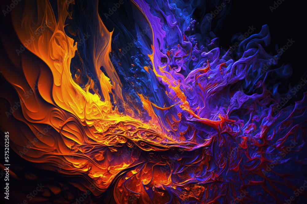 Abstract ice and fire, generative AI, wallpaper