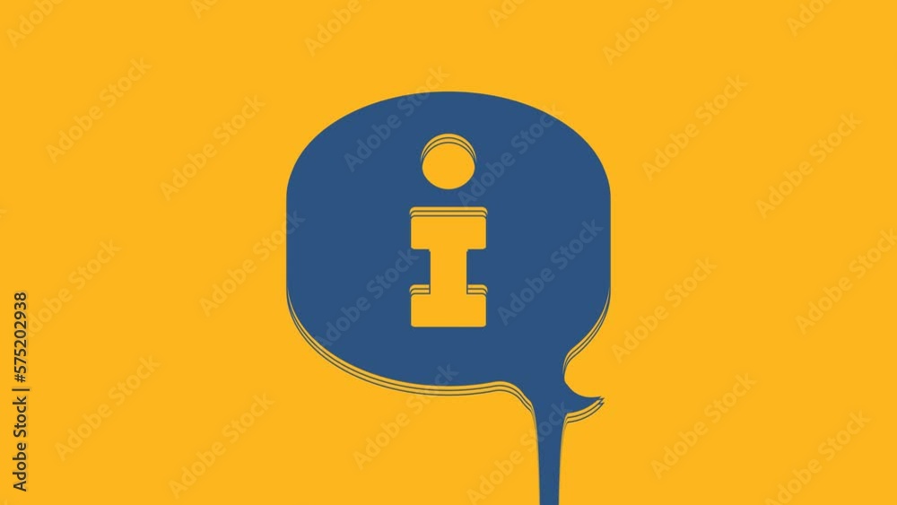 Blue Information icon isolated on orange background. 4K Video motion graphic animation Blue Information icon isolated on orange background. 4K Video motion graphic animation